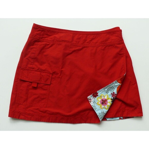 REVERSIBLE mini wrap skirt by H&M L.O.G.G. SPORT Red & Floral reverse Size S - Picture 4 of 6
